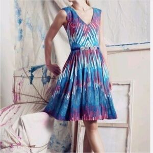 Tracy Reese Blue and Pink Patterned Midi Dress